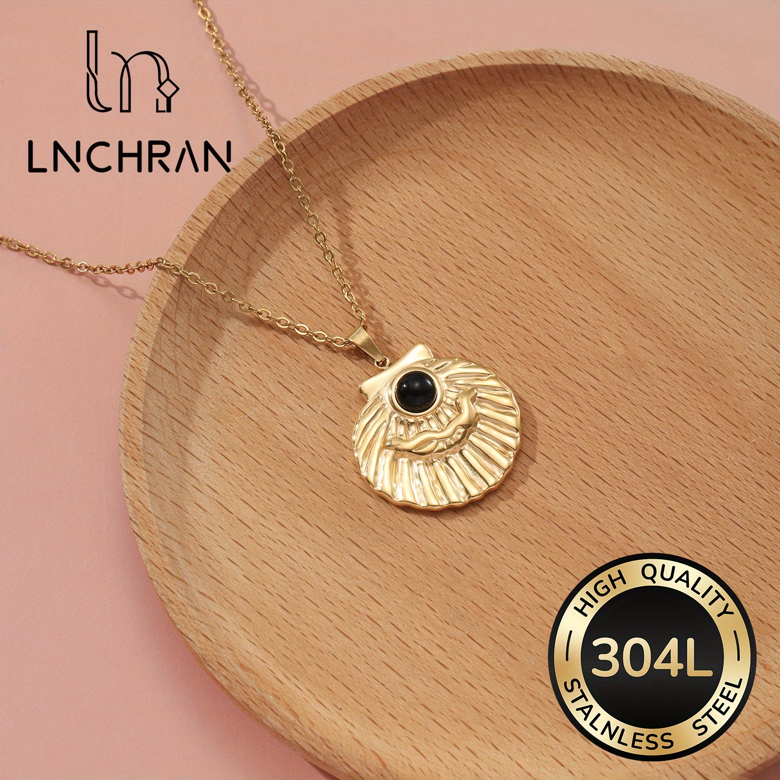 Women's Fashion Scallop Obsidian Necklace, Elegant Design