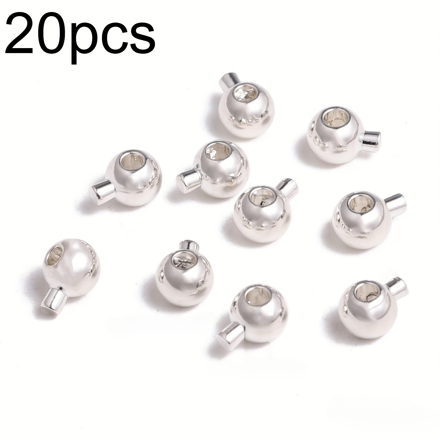 TEMU Cuentas de crimpado de acero inoxidable para hacer joyas - Cuentas conector de crimpado con cierre de punta para extremos de cordón - Sin baño,