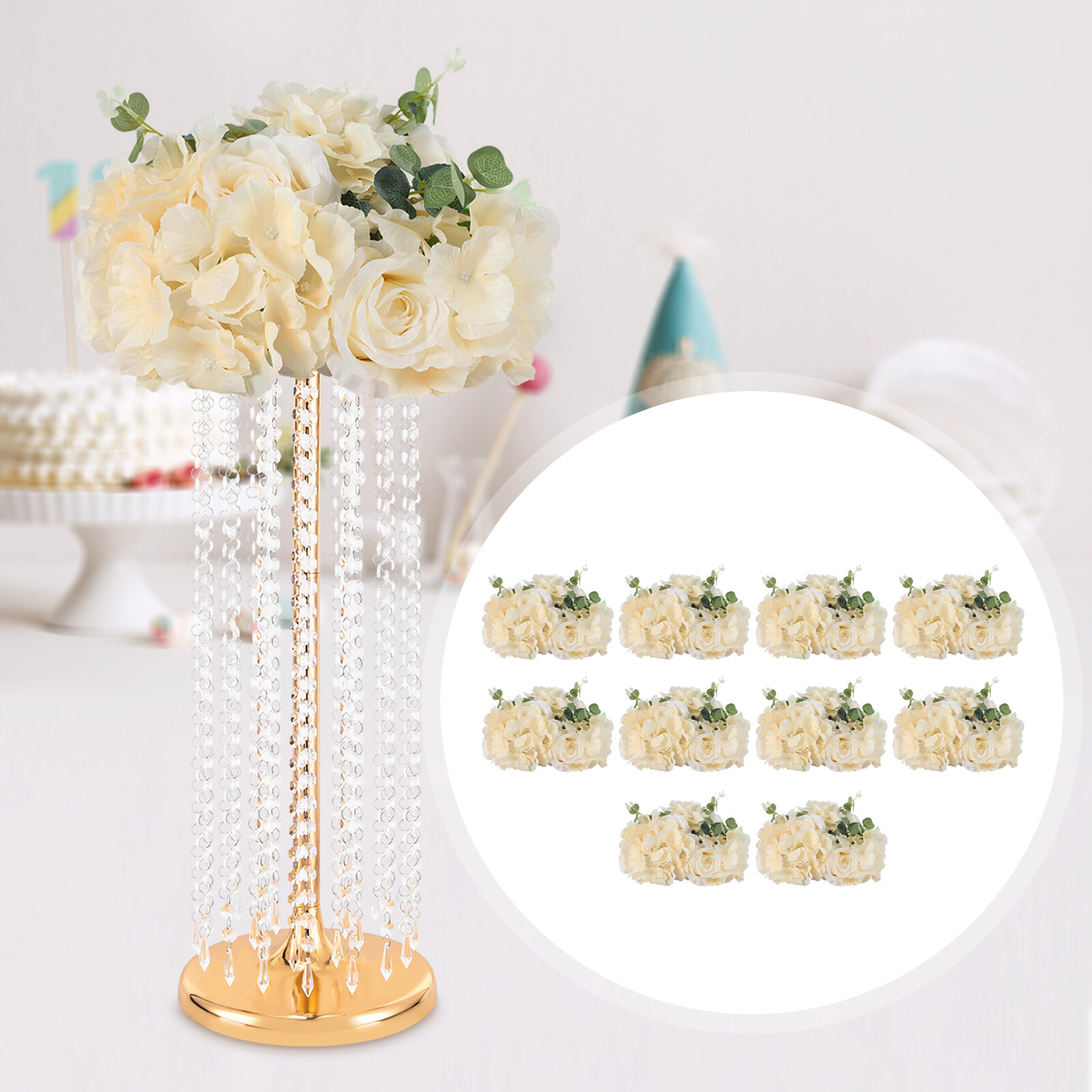 10pcs Oukaning Fake Plastic Roses Centerpieces Suitable For Table Decor, Realistic Artificial Flower Ball Bouquets For Wedding,, Valentine' Day, Table Centerpieces - Plastic Roses For Decoration