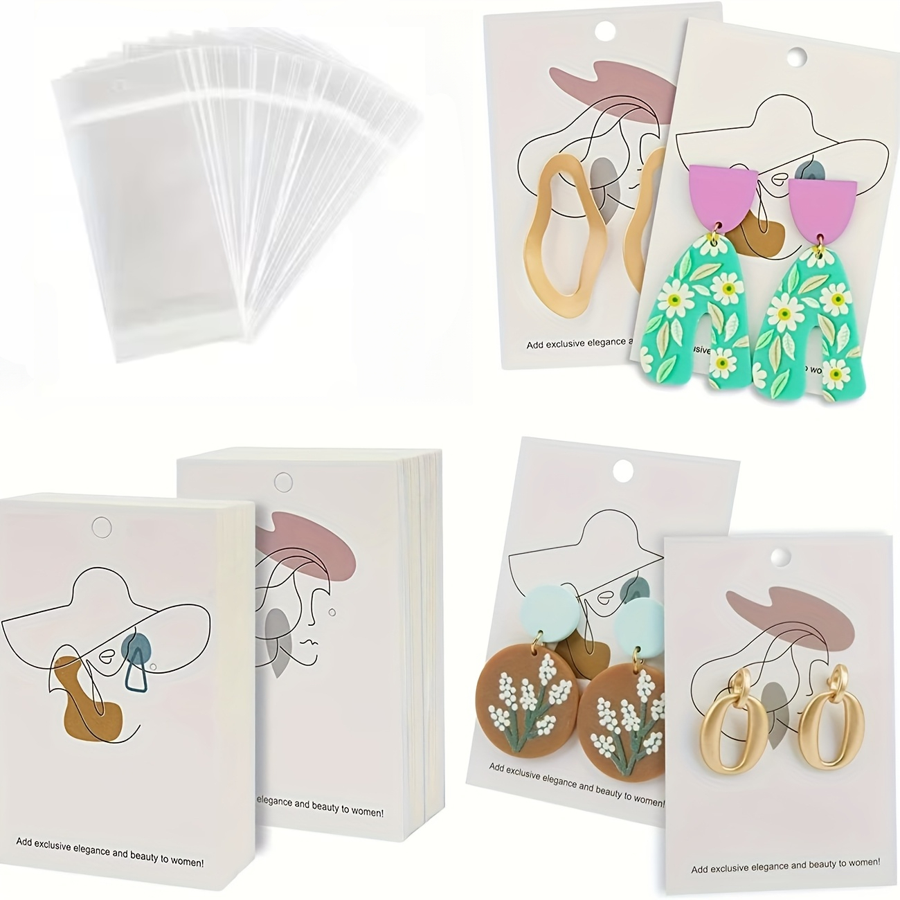 TEMU 80pcs (40pcs Cards And 40pcs Bags) Earring Display Card And Bag Set, Earring Card Jewelry Packaging Supplies Earring Card Paper Card Earring