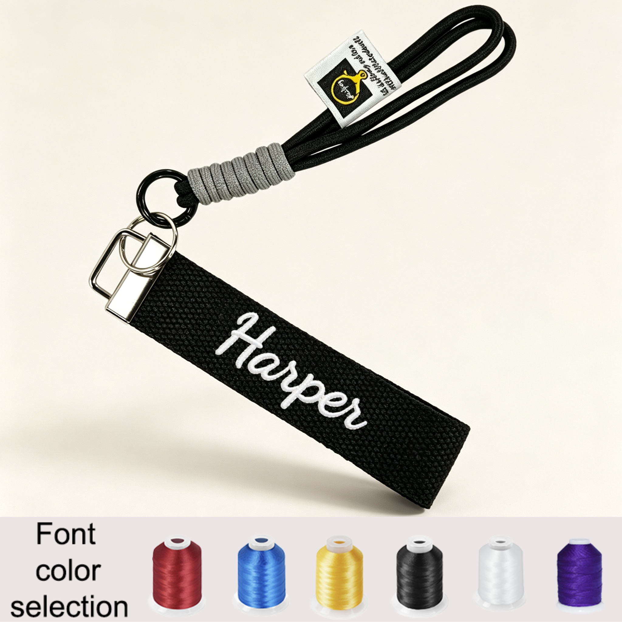 TEMU Embroidered Custom Personalized Name Tag, Bag Tag, Macaron Color Embroidery Ribbon, Metal Self-closing Ring, Key Chain, Teacher Gift, Custom Key