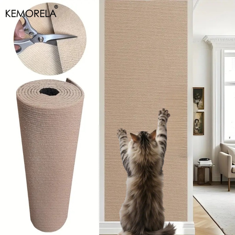 TEMU Kemorela Self-adhesive Cat Scratching Mat, Residue-free Furniture Protector, Durable Felt Pad For Walls And Indoor Cats
