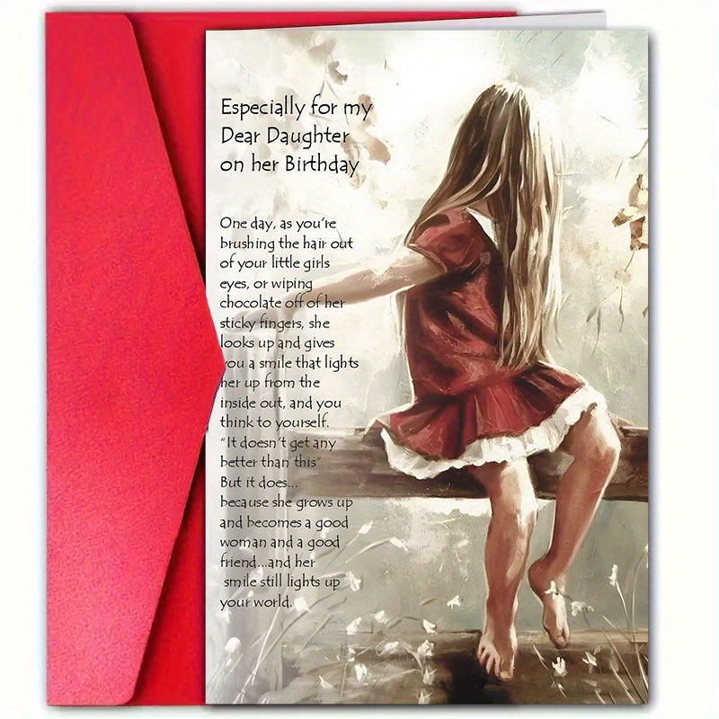 TEMU 1pc, A Birthday Card Designed Daughter. Envelope Measures 4.72 Inches * 7.09 Inches, Suitable For Birthdays, New Year, And Holidays, A Birthday