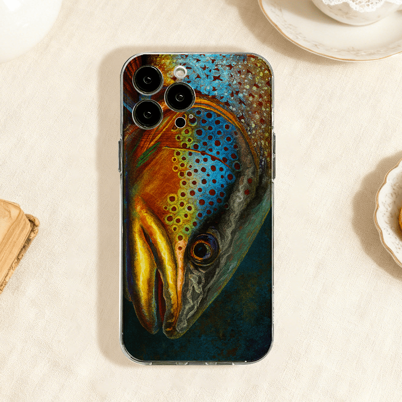 TEMU Phone Case: Colorful Trout Pattern Phone Case Vibrant Fish Art Design Antifall Durable For Iphone17air 16e 15 14 13mini 12 11 Pro Xr Xsmax 8 7