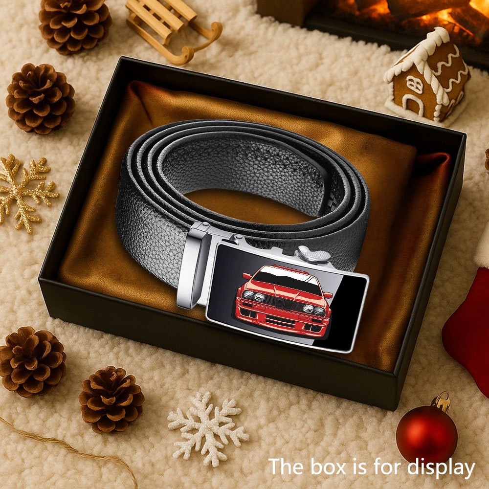 TEMU Cool Car Print Belt With Cool Car Logo - Adjustable Length Casual Belt Suitable For Daily Wear, Outdoor Activities, Travel & Car-themed Events -
