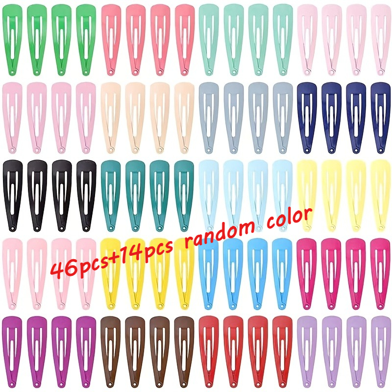 TEMU Achetez 46pcs, obtenez 14pcs de couleurs aléatoires, pinces à cheveux couleur bonbon, accessoires de cheveux antidérapants, pinces à cheveux
