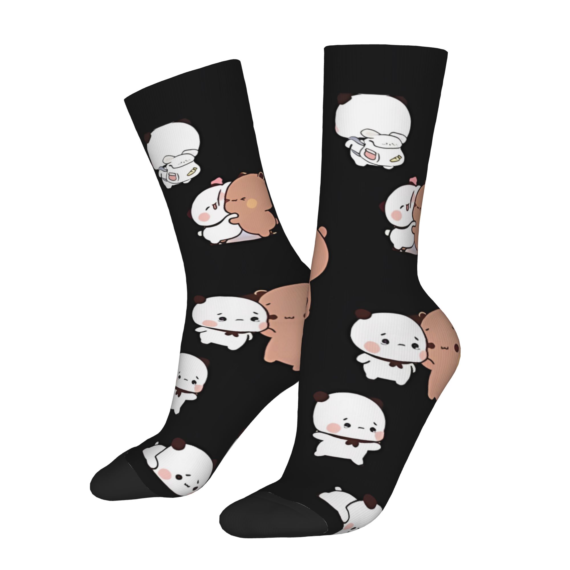 TEMU 1 Pair Hip Hop Retro Dudu Bear Classical Crazy Men's Compression Socks Unisex Street Style Seamless Printed Funny Novelty Sock