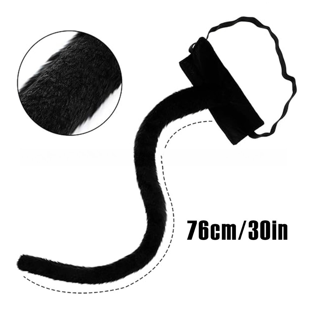 TEMU Black Plush Cat Tail, Cute Accessory For Cat Cosplay And Cat-themed Outfits. Perfect For Role-playing, Maximizing And Fun. Contrasting Colors
