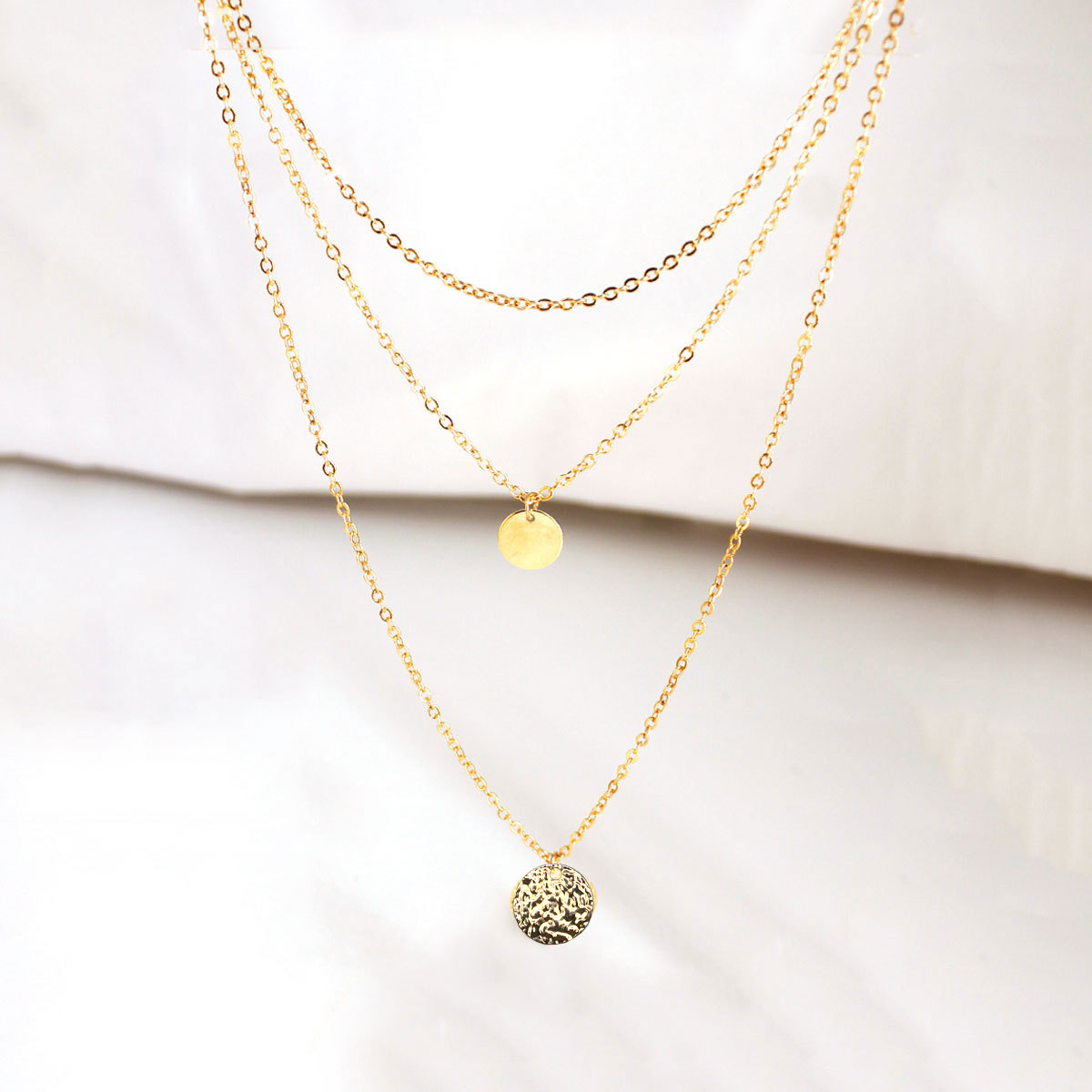 1 Women's Bohemian Minimalist Disc Pendant Fashion Layered Necklace For Daily Wear, New Year Gift, Thanksgiving Present