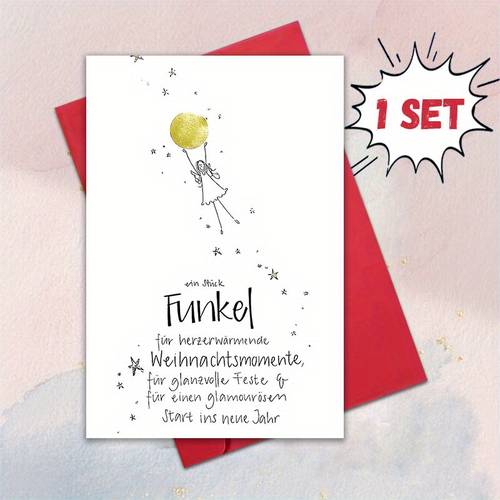 öğe resmi 1 adet zarfıyla birlikte alman noel kartı, baba, anne, kız, erkek çocuk ve arkadaşlar i̇çin uygun, noel kutlamaları ve tatil tebrikleri i̇çin mükemmel, şenlikli mutlulukları i̇fade , benzersiz noel kartı