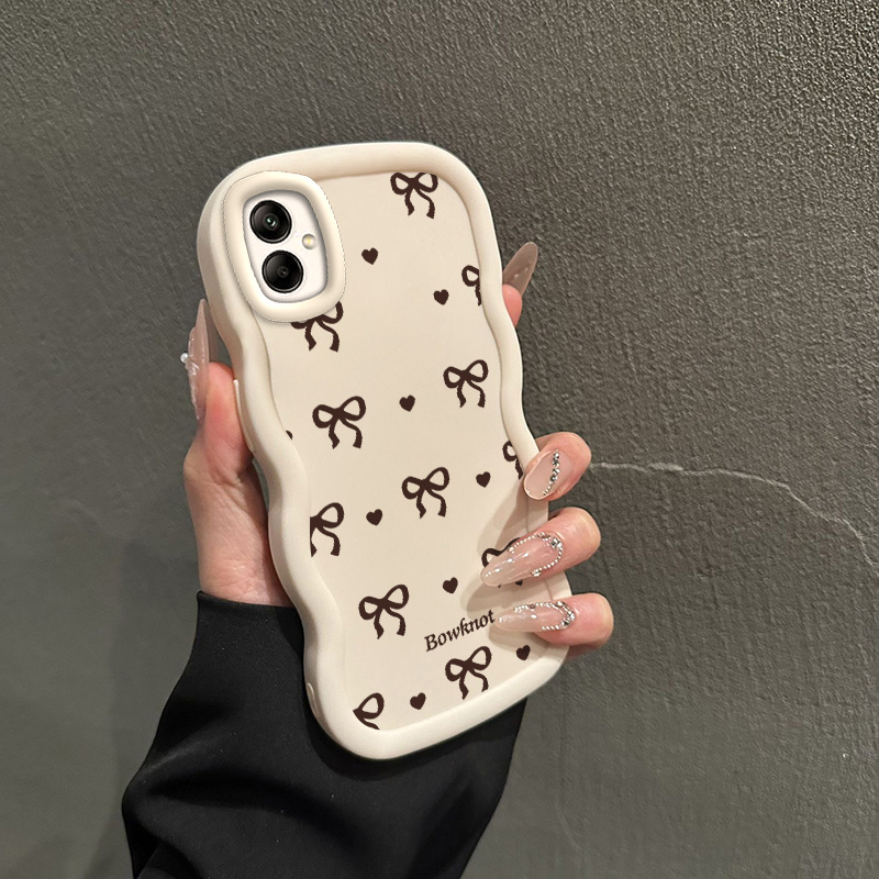 TEMU Phone Case - Suitable For Galaxy A04/a04e/a05/a05s/a06/f04/f05/m04/m05 4g Wavy Shape Shockproof Anti-slip Luxurious Bowknot Pattern Soft Phone