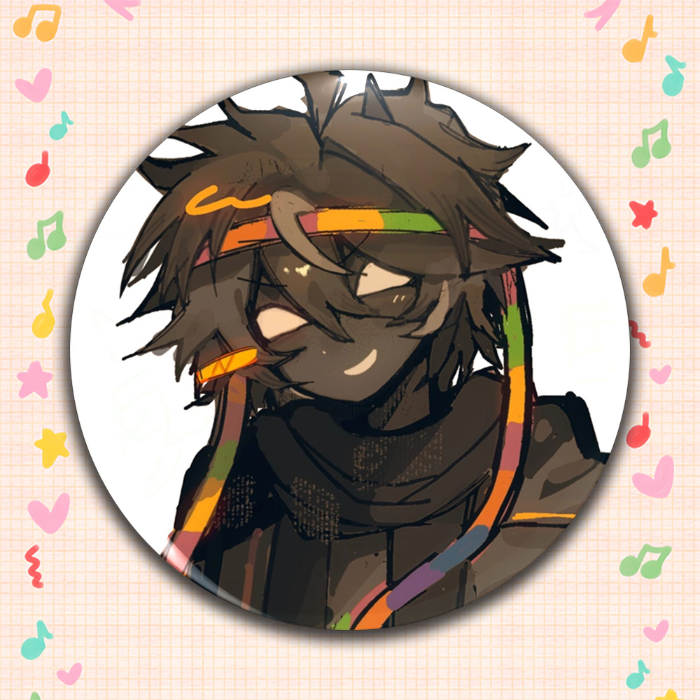 TEMU 1pc 2d Flat Men's Casual Circular Badge | Anime Cartoon Brooch, Fashionable And Gorgeous Accessory, Unisex Pin, Suitable For Fun Gifts Between