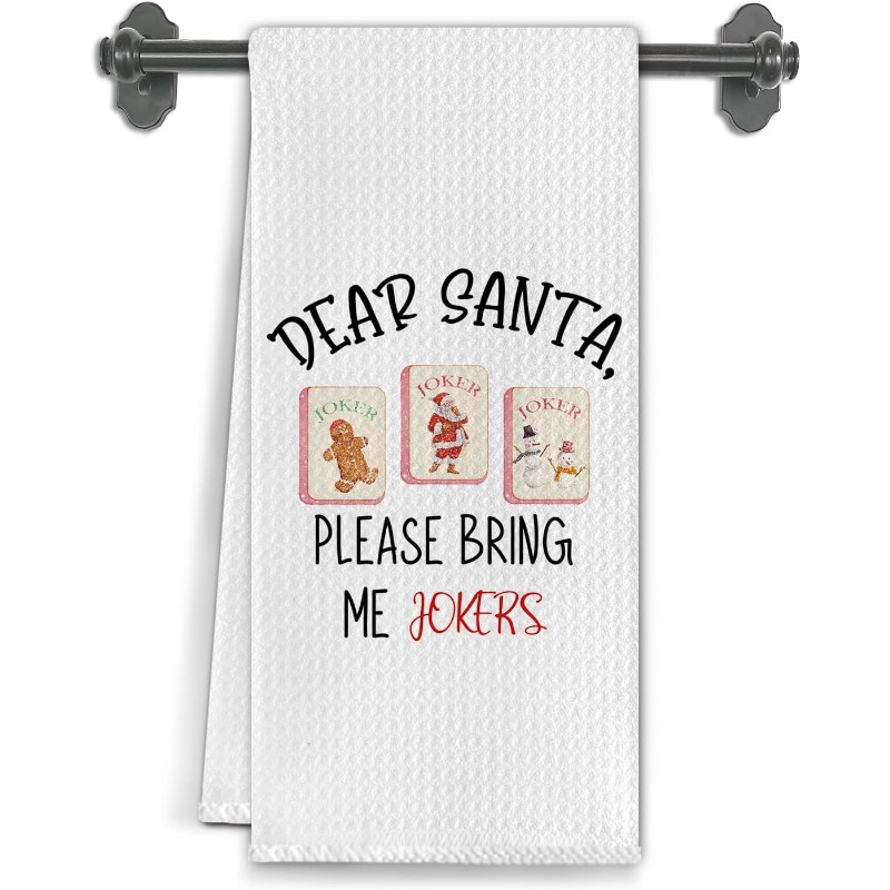 TEMU 1pc Santa Mahjong Gift, Kitchen Towel, Gift For Mahjong Enthusiasts, Plate, Tea Towel, Shiny Clown Mahjong Decoration, Hand Towel, Kitchen And