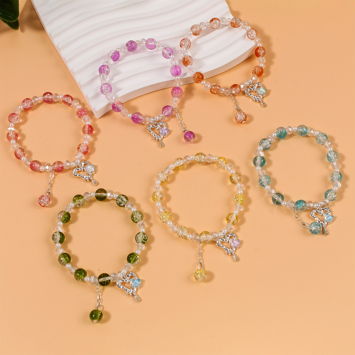 TEMU 6pcs Fresh And Elegant Pendant Bracelet Set, Perfect For Daily Wear Or Vacation; An Ideal Gift For Your Female Colors Are .