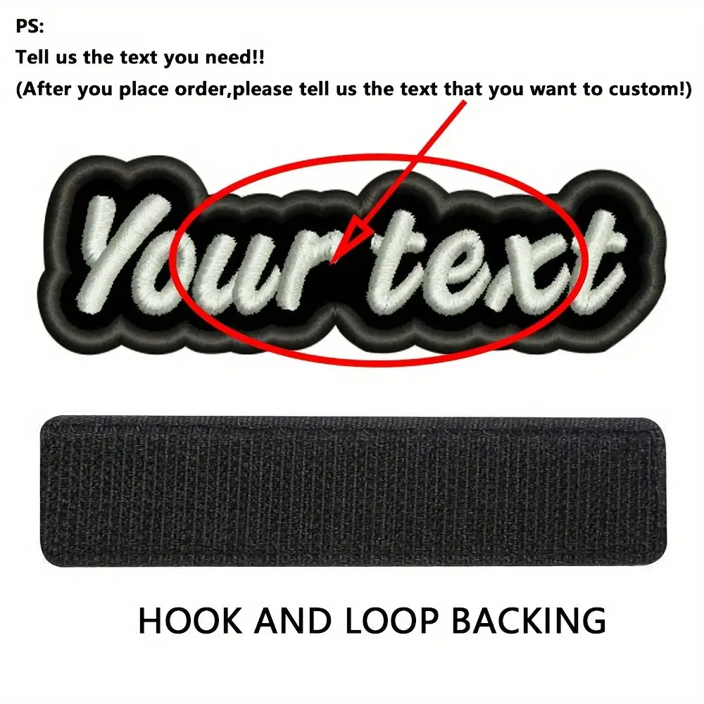 TEMU Toppa in tessuto ricamata con a forma irregolare personalizzata, badge con testo personalizzato con adesivo termofusibile e supporto