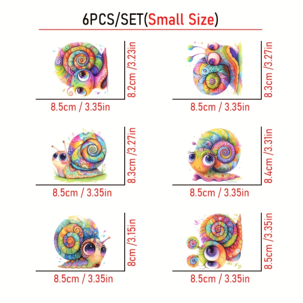 E-shop 6 ausgelassene Schneckenfarbene Aufbügler - Kleidung, und Kissen, Vinylmaterial in verschiedenen Farben, Kreatives Hunde-Design Aufkleber