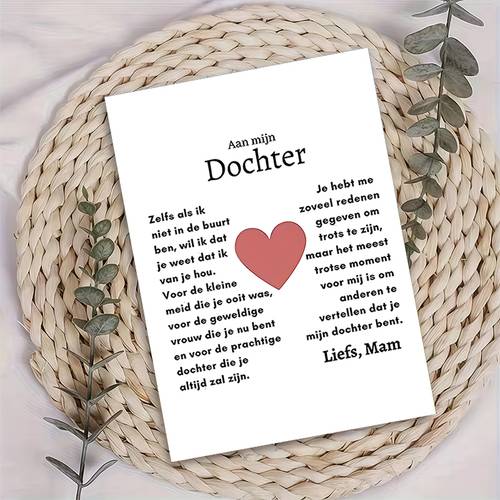 a single piece of a card designed for my daughter featuring a and an envelope its a warm of family appreciation and mom sentiments making it an ideal valentines day gift for friends colleagues