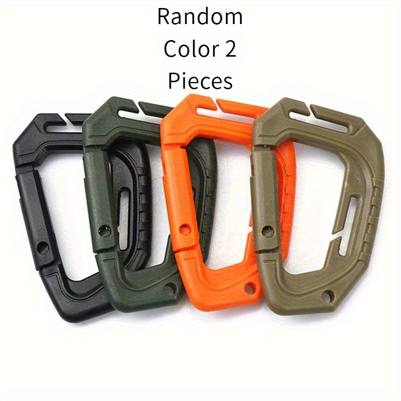TEMU Random Color 2pcs Large D-shaped Plastic Steel Mole , Hanging Clip, Outdoor Camping Backpack And Bag Edc Tool