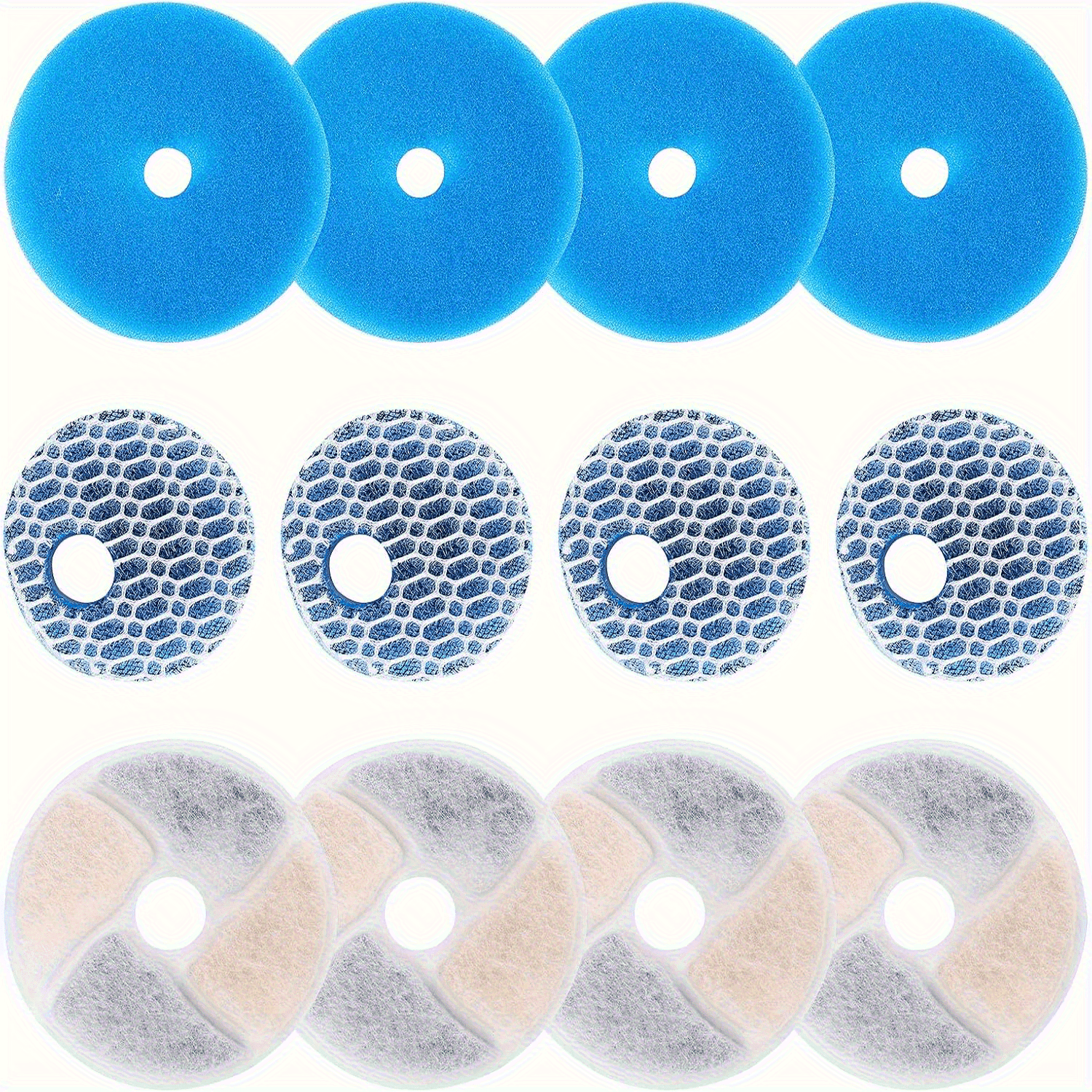 TEMU 12pcs For 67oz/2l Automatic Cat Water Fountain Filters Replacement With Filtration System (sponge, Activated Carbon, ), Odor- For Automatic Pet