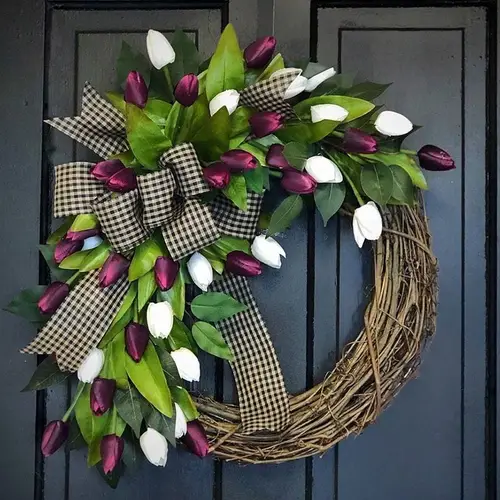 spring summer front door wreaths 14in decor pansy wreaths sunflower daisy tulip spring handmade flower outdoor wreaths greenery wreaths boxwood green wreaths colorful tulip