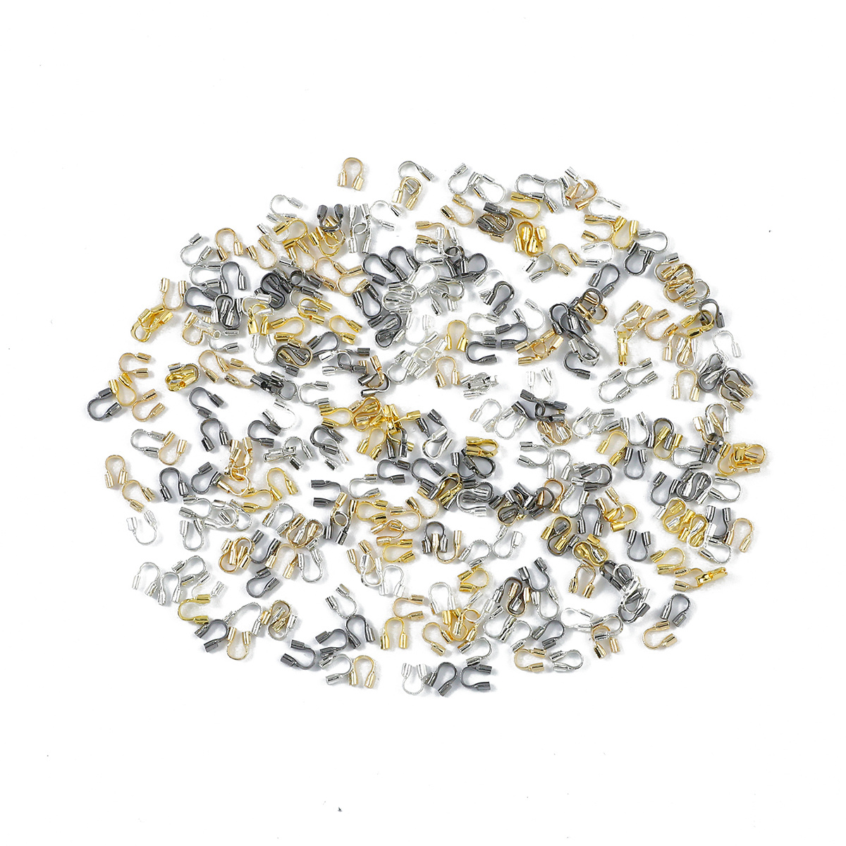 Image of Approximately 99-101pcs U-shaped Clasps, High-color Copper Material, Wire Loop Connectors, Horseshoe End Caps, For Handmade Diy Bracelet Necklace Jewelry Finishing And Wire End Accessories Materials
