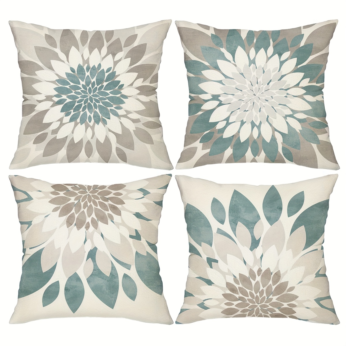 TEMU Juego de 4 fundas de almohada abstractas con diseño floral de y patrones étnicos de mandala, ideales para la decoración del hogar en , salas de