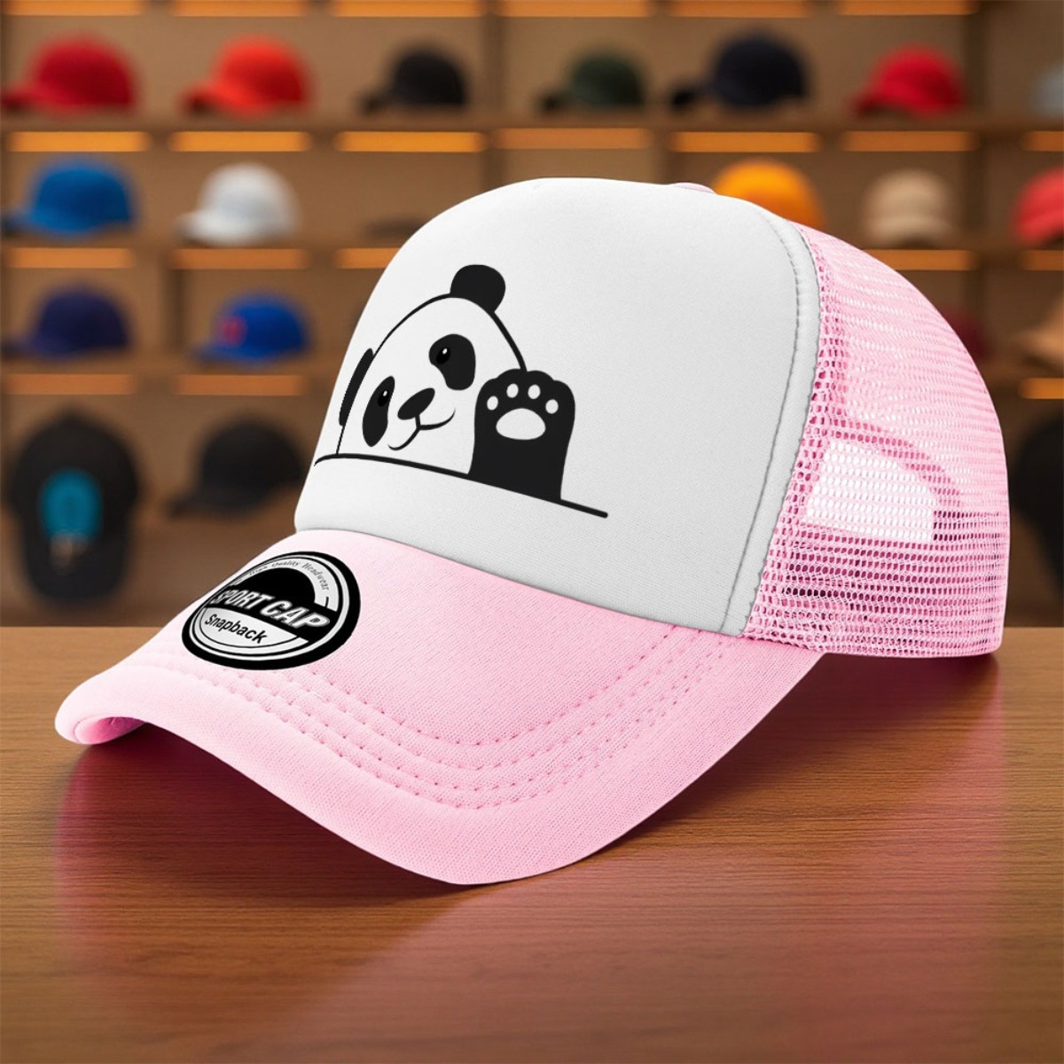TEMU 1pc & Suitable For Cute Panda Print Trucker Hat - Breathable Mesh Back, Lightweight Cap For Golf, Fishing, Outdoor Activities | , Machine