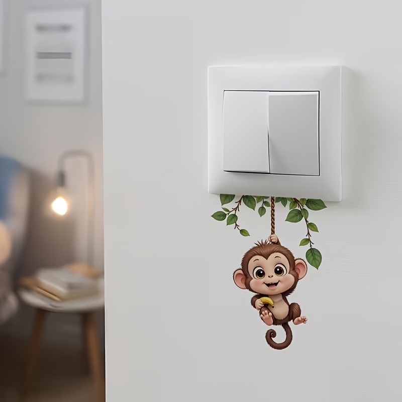 Swing Monkey Switch Sticker, Fun Waterproof Design