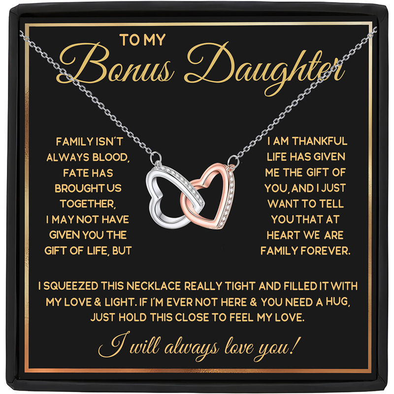 Daughter Heart to Heart Necklace Gift with Message Card