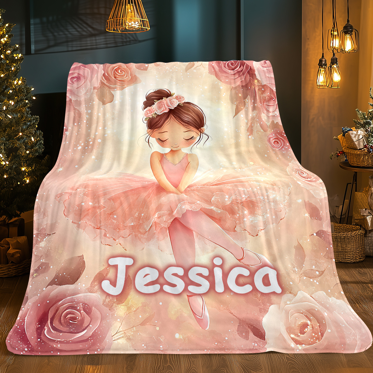 TEMU Custom Name Cute Blanket- Lightweight Flannel Throw For Sofa, Camping, Livingroom, Office, Chair, And Bed - Digital Printing Soft And Warm