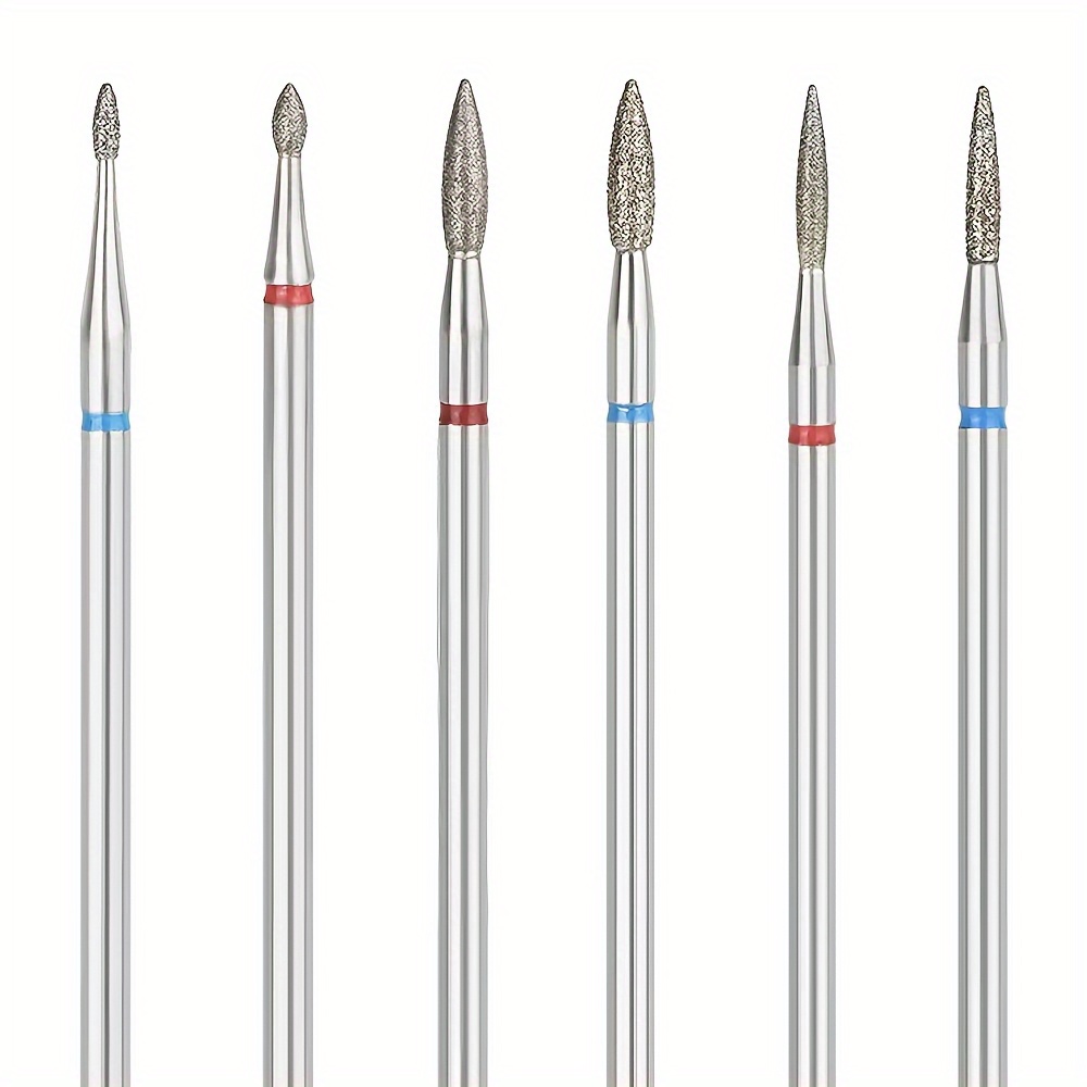 Set Of Kit-6 Professional Flame-shaped Nail Drill Bits, Cuticle Cleaning Burrs, Electric Manicure Tools, Odorless Nail Additions, Perfect For New Users