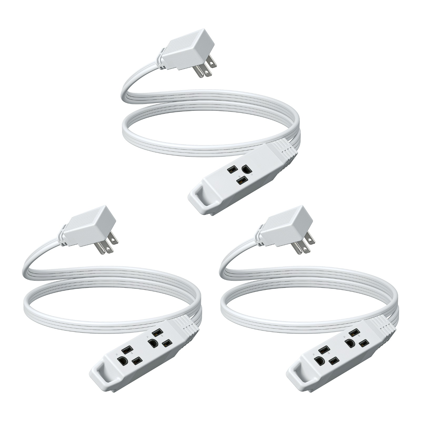 TEMU 3-pack 3-outlet Power Strip With Mounting Hole, 3ft 16awg Extension Cord