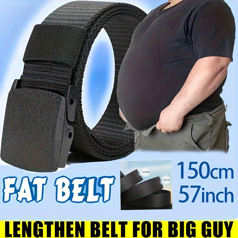 

Men's Extra Long Nylon Belt - 57" Black Fabric, With Plastic , Ideal For Big And Tall Guys