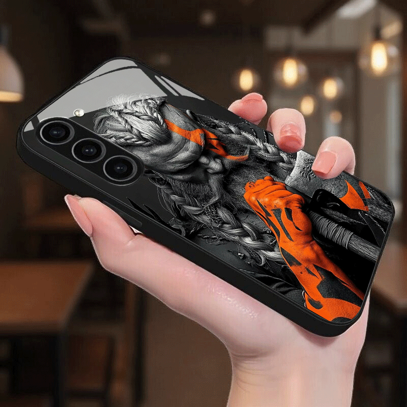 Image of Phone Case - Black Tempered Glass Phone Case For Iphone 17 16 15 14 13 Pro Pro Max 17 Air And Galaxy S25 S24 Plus S23 S22 S21 Ultra Designed For A Sleek