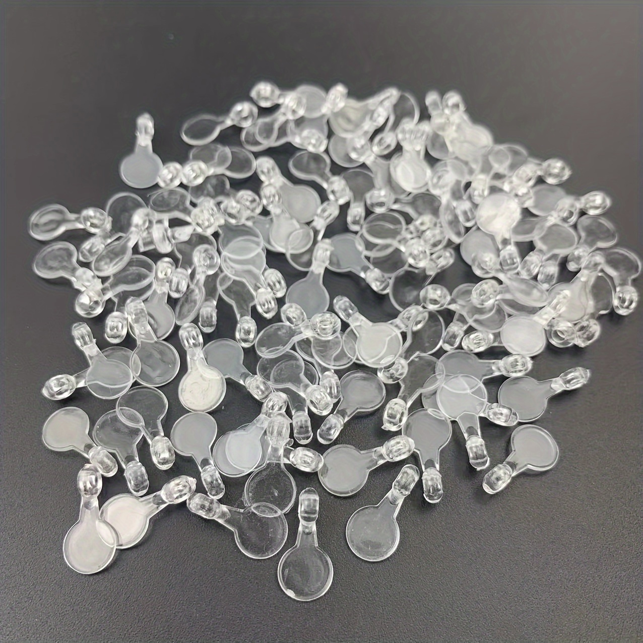 Image of 100pcs Acrylic Adhesive Pendant Hooks- Transparent Flat Round Convex Round Jewelry Suitable For , Handicrafts, And Accessories
