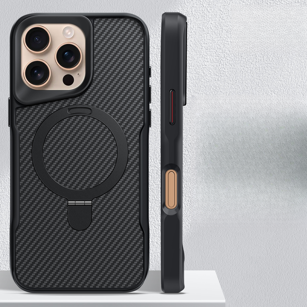 TEMU Phone Case: Armor Small Waist Suitable For Iphone 17 Pro Max Bracket Magnetic Suction Iphone 17 Carbon Fiber Pattern Iphone 14 Pro Max 16 Phone