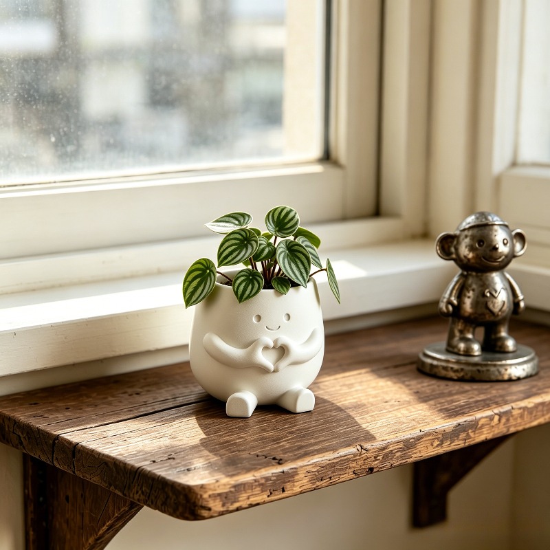 TEMU Cute Flower Pot, Succulent Plant And Green Flower Pot, Suitable For Home, Office, Cafe, Bar Desktop Art Decoration, Beautiful Room Decoration,