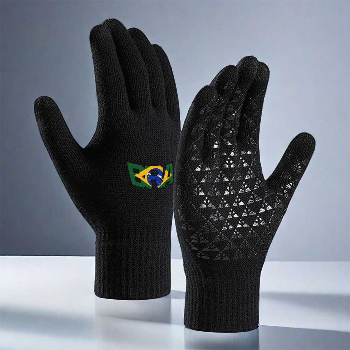 TEMU 2026 New Touch Screen Gloves With Brazilian Flag For Ramadan Outdoor Activities, Brazil Hat, The Thermal Gloves For Winter, Soft Winter Gloves