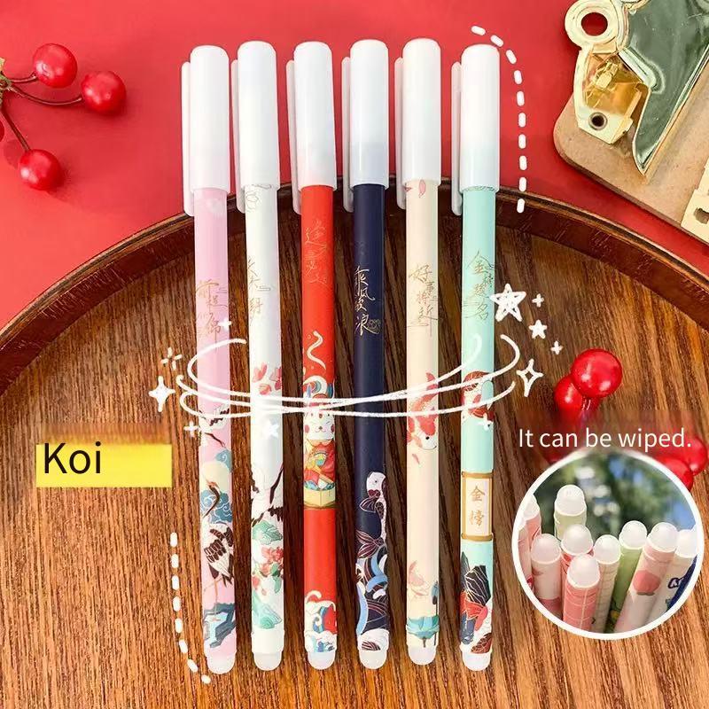 set de 6 pixuri cu gel ștergătoare cu desene , articole de papetărie pentru studiu, cerneală albastră, de 0,5 mm, diverse stiluri disponibile, rechizite școlare și de birou, articole de papetărie pentru recompense, pixuri pentru școală Detaliile articolului 0