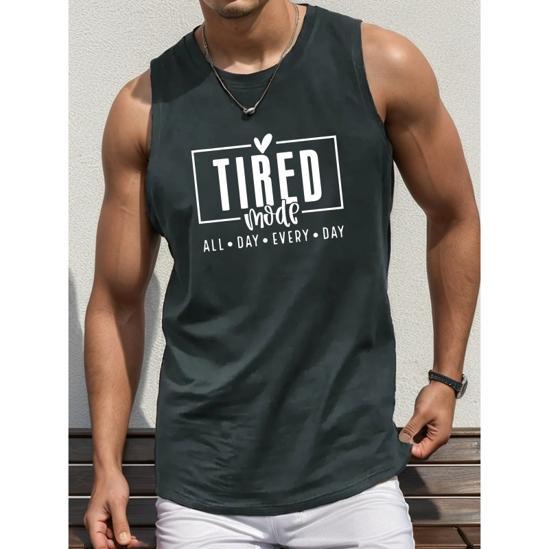 

Men's Casual Crew Neck Tank Top, " Mode" Geometric Pattern, 100% Polyester Knit Fabric, Stretch, Summer Regular Fit Vest, 150g/m² - Standard Size