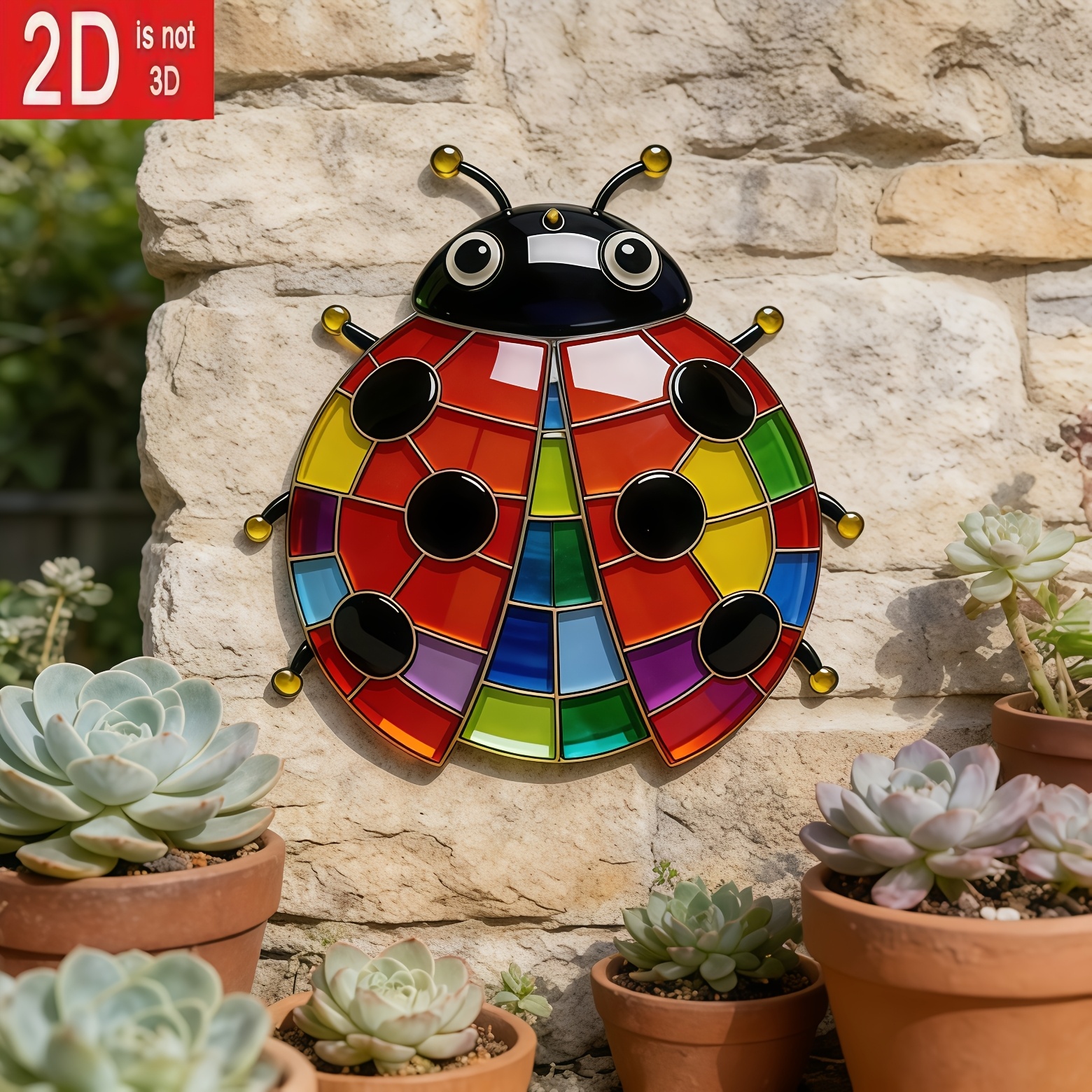 2d flat 2d flat 1pc acrylic ladybug wall decoration for   item for   outdoor wall hanging garden fence decoration suitable for courtyard living room and indoor outdoor sculptures insect themed party decoration