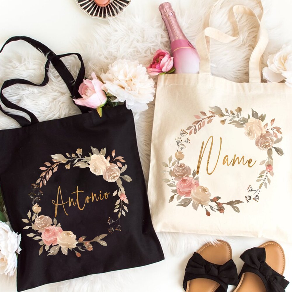 custom floral tote bag personalized 