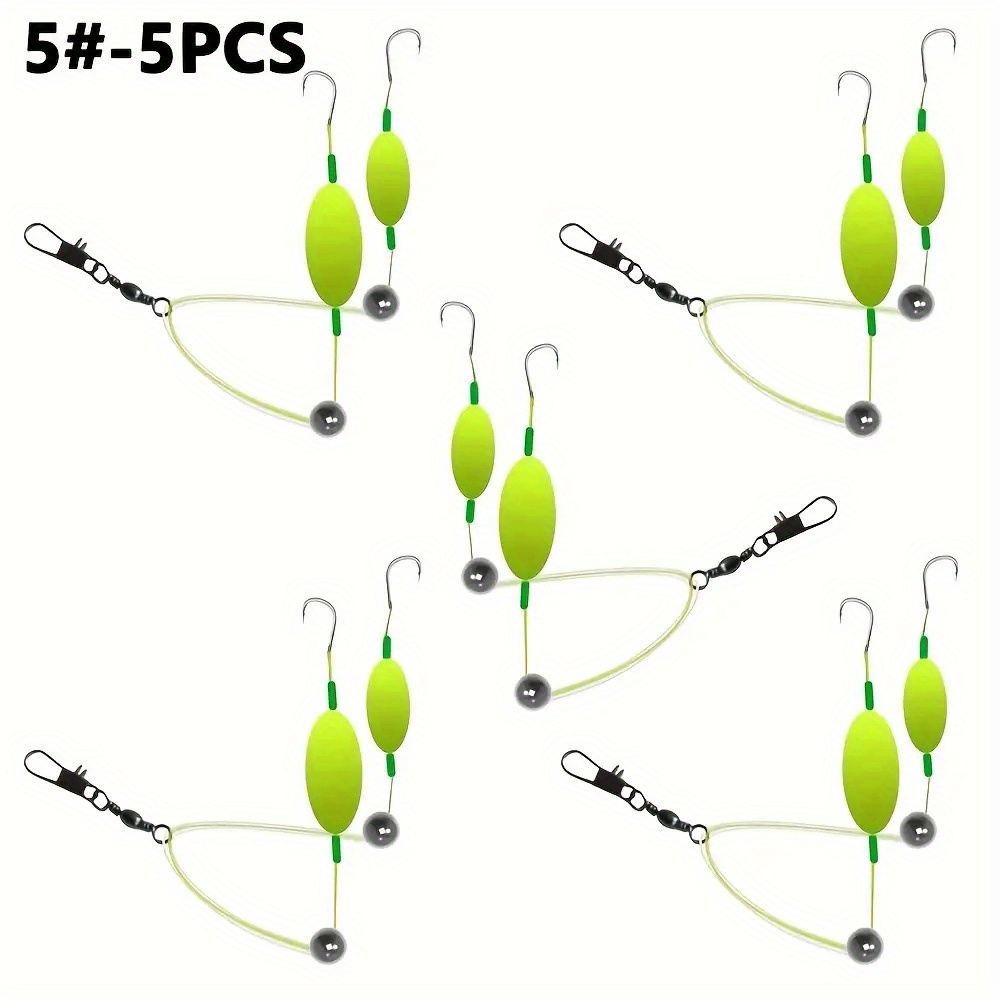 TEMU 5pcs Back-bottom Device Set, European Popular Double Floating Bean Off-bottom Hover Fishing Set, No Debugging And Flip Hook Off-bottom, 4-13 Is