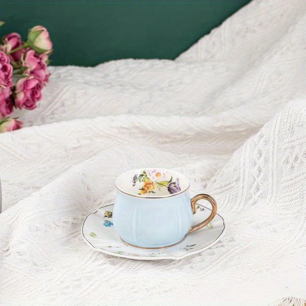   cup and saucer set, porcelain tea cup with  , big floral tea cup for gift, tea party, 7, 43oz,   thanksgiving, christmas, halloween, easter, mother s day, father s day, thanksgiving gift, elegant tableware, durable tableware, coffee cup set, holiday gift,   Product details 3