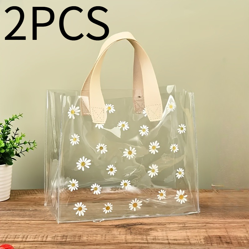 TEMU Gift For Her/him 2pcs-stylish Transparent Lily Gift Bag - Portable, Sending Gifts And Wedding Souvenirs, Durable Pvc Material, Gift Bags Filled