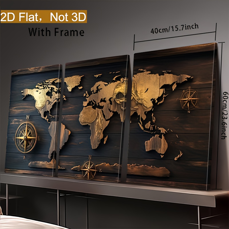 TEMU 2d Flat, 2d Flat A Set Of 3 Modern Abstract Wall Art Pieces Featuring Vintage Designed Flat Wooden Frames, Enhancing Decor Of Living Room Or