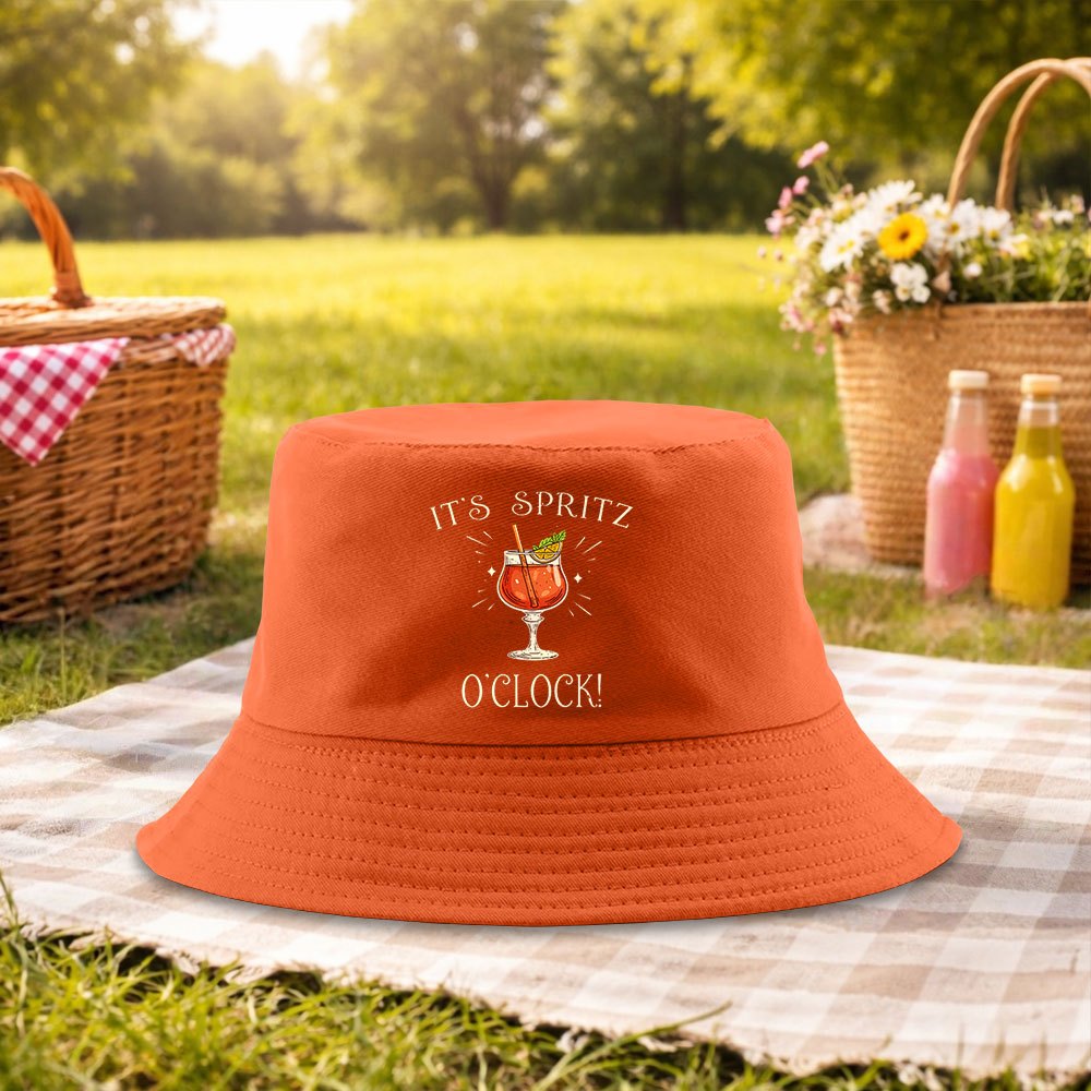 TEMU 1pc Refreshing Sparkling Wine Print Travel Wear Fisherman Hat, Individual Casual Outdoor Hat Unisex , Ideal Gift For Parties, Picnics, And