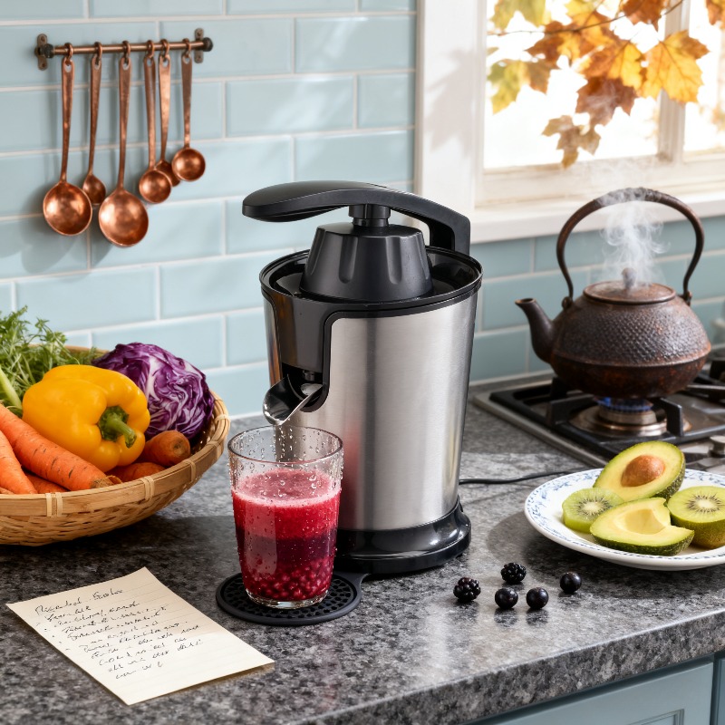 500w electric citrus juicer with stainless steel fruit vegetable squeezer heavy duty dishwasher safe parts   filtration system   for oranges lemons   grapefruits black plug in 220 240 Product details 8