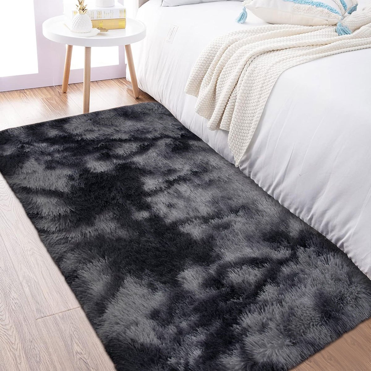 TEMU 1pc Rectangular Multicolor Friendly Soft Bedside Rug, Suitable For Various Colors And Sizes, , Comfortable Foot Feel, Christmas Gift Style,