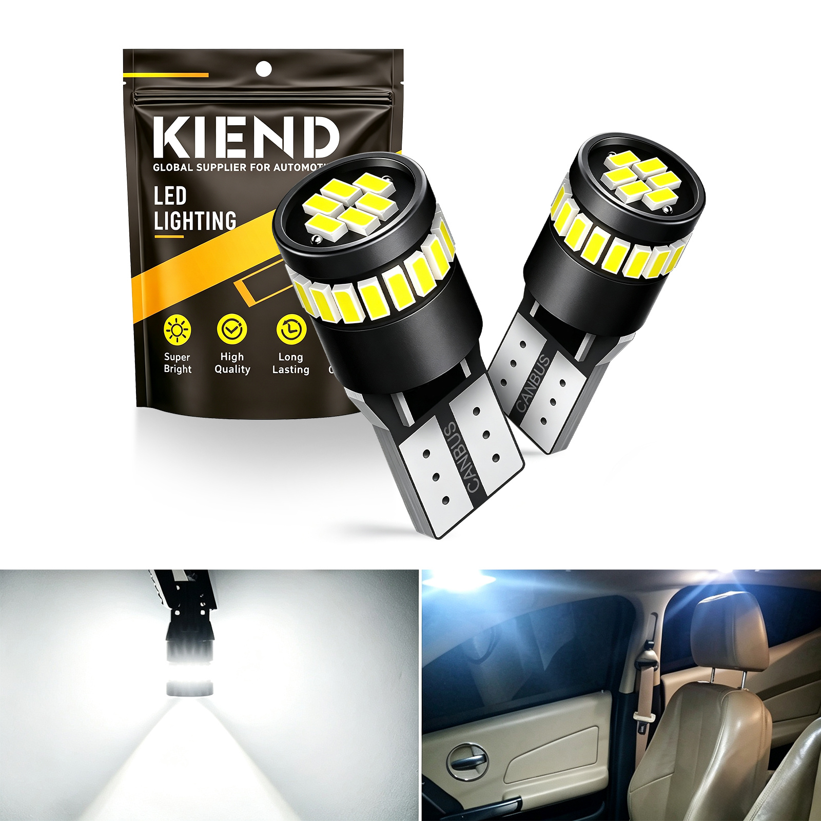 TEMU 2pcs T10 W5w 168 175 2825 Car Led Bulbs 24 Smd 3014 Chipsets 6000k Replacement Bulbs For Car Interior Map Dome Trunk Lights Exterior Parking